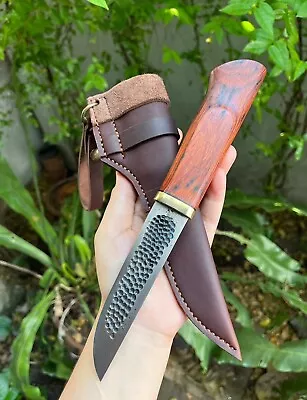 Custom Yakut Pocket Hunting Camp Knife 4.7” Plow Disc Forged Leather Sheath • $90