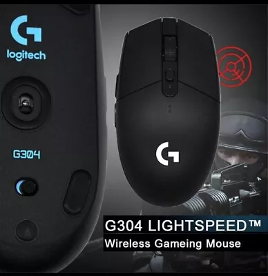 BLACK Logitech G304 Ligthspeed Wireless Gaming Mouse Hero 12K Sensor 12000DPI • £23.99