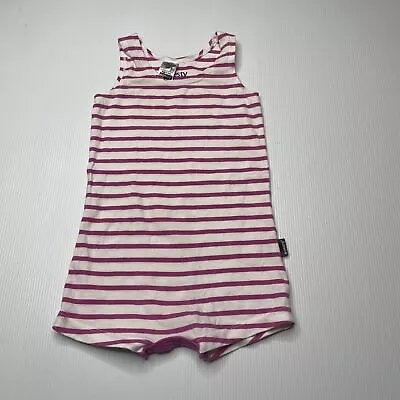 Girls Size 0 Bonds Pink Stripe Stretchy Chesty Singletsuit Romper GUC • $5.45