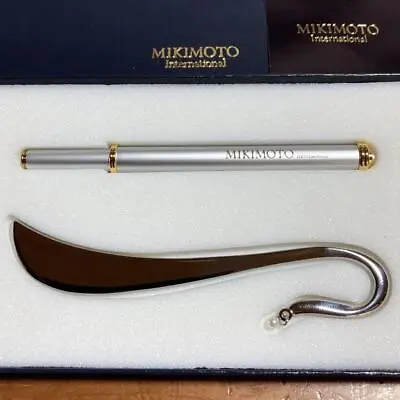MIKIMOTO Ball Point Pen & Bookmark Pearl Stationery Goods UNUSED F/S From JAPAN • $78.78