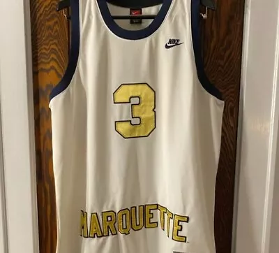 Original Dwayne Wade Marquette Jersey White And Navy • $80