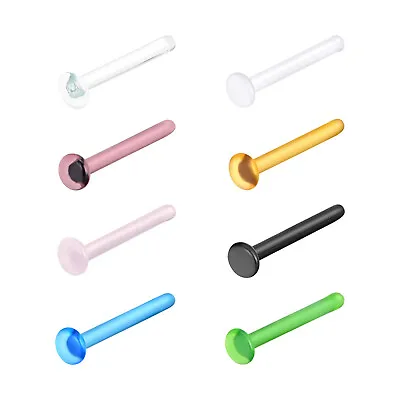 1PC Nose Ring Retainer Glass Bone Studs Body Piercing Jewelry Flat Top 2mm 20G • $2.99