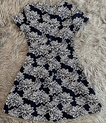 SHOSHANNA Jacquard Floral Print Rio Navy/Optic Dress Size 2 • $49.99