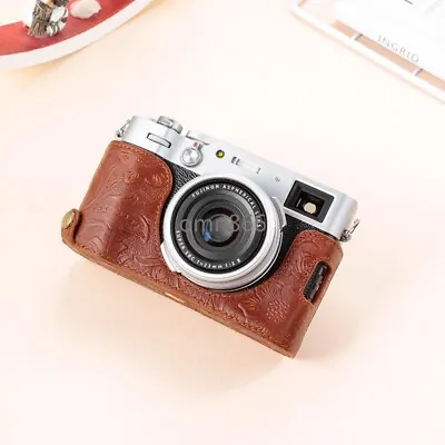 Genuine Leather Camera Case For Fujifilm X100V X100F X100S Bodysuit Hand HalfBag • $67.98