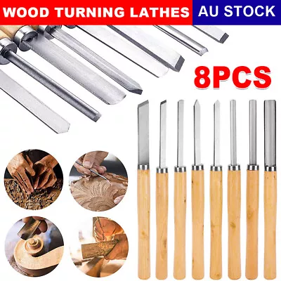 8Pcs Wood Carving Turning Chisels Lathe Woodturning Woodworking Craft Hand Tool • $30.85