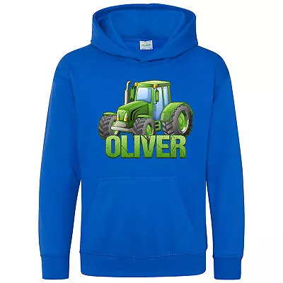 Boys Personalised Tractor Hoodie Birthday Boy Hooded Sweatshirt Farming Equip... • £19.99