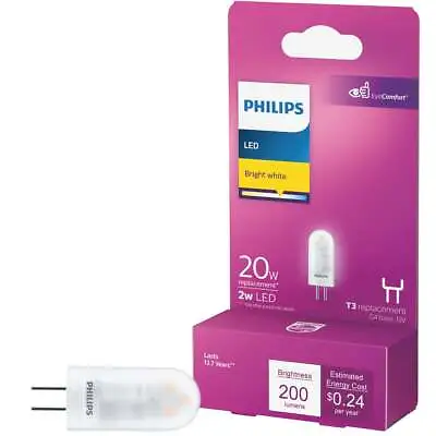Philips 2W Clear T3 Bi-Pin LED Landscape Low Voltage Light Bulb 567198 Pack Of 6 • $50.99