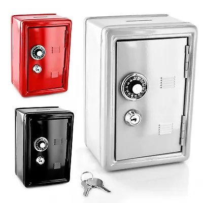 £11.79 • Buy Safe Money Box Bank Metal 2 Keys With Combination Lock Coins Cash Security Piggy