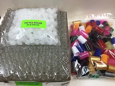 144 Bottles SWIRL 1/3 Oz 10ml Clear Glass Roll On W/Color Cap & Roller • $49.99