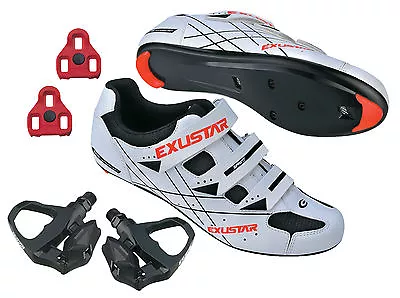 EXUSTAR Road Bike Bicycle Cycling Shimano SPD SL Look Shoes + Sealed Pedals • $114.95