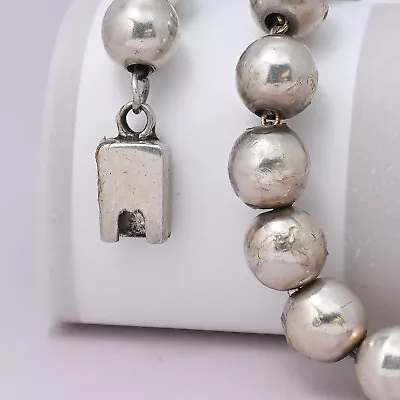 Vtg Signed Ballesteros Taxco Mexican Sterling Silver Bead Necklace • $78