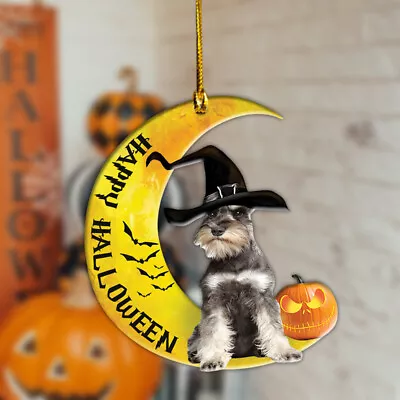 Miniature Schnauzer Dog Witch Car Ornament Schnauzer Dog Halloween Ornament • $19.99