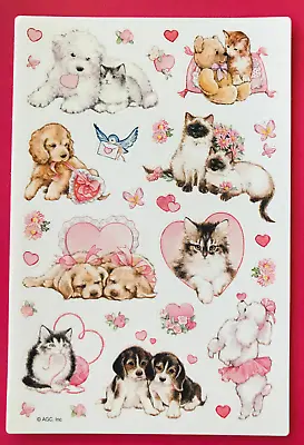 VTG Stickers Valentine Cats Kittens Puppy Love Adorable NEW!! • $4.45