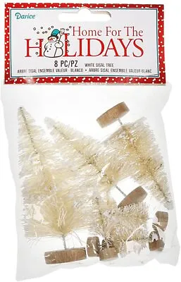 Darice Miniature Bottle Brush Sisal Christmas Trees - White 8pc Set • $7.95