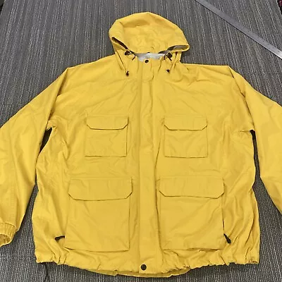 Duluth Trading Co Rain Jacket Coat Mens 3XL Yellow Hooded Heavy Duty Work Camp • $36.99