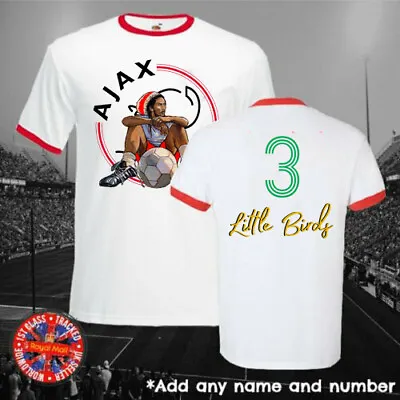 Bob Marley Ajax Three Little Birds Football Ringer T-shirt Fans Reggae Jamaica • $20.19