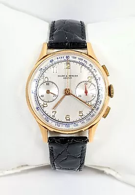 Vintage Baume & Mercier 18 KT Gold Men's Chronograph 17 Jewels • $3995