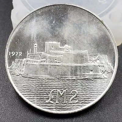 Malta 2 Lira 1972 KM-14 Silver Coin Fort San Angelo Choice / Gem BU UNC • $54.06