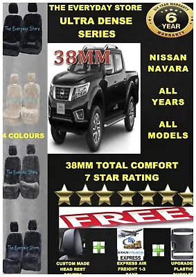Ultra Dense Sheepskin Car Seat Covers Nissan Navara All Year Pair Abag Safe 38MM • $299