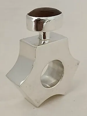 D:  Mexican Modernist Sterling Dark Red Cabochon Stone Screw Top Perfume Bottle • $125