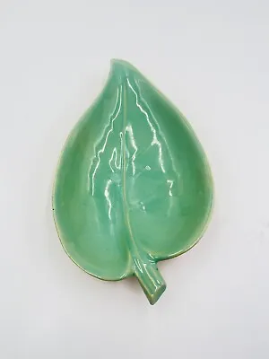 Vintage McCoy Usa Green Pottery Leaf Dish 9.5 Inch • $19