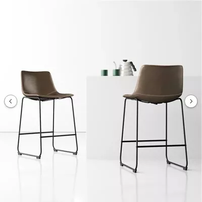 AllModern Leatherette Counter Height Stools Vintage Brown Set Of 2 • $96.87