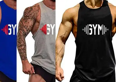 Men's Tank Top Sleeveless Shirt Y-Back Gym Training Athletic Workout Muscle Vest • $26.99