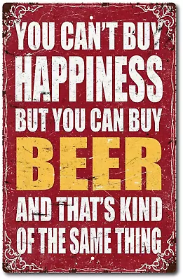 Money Happiness Can't Buy Beer Tin Sign Vintage Metal But Can Motorcycles Garage • $13.95