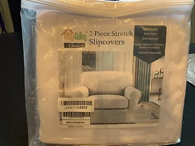 2-Piece Snow White Stretch Slipcovers For Chair: Machine Wash (NEW) Easy-Going • $28.52