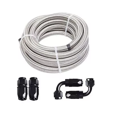 12AN/10AN/8AN/6AN/4AN Fitting Stainless Steel Braided Oil Fuel Hose Line Kit 5FT • $23.09