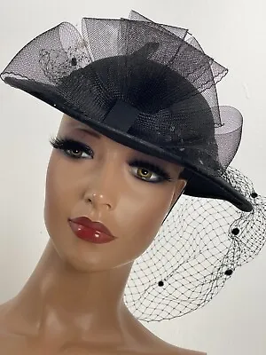 Vintage Lancaster Sonni San Francisco Black 100% Wool Hat With Veil • $25.50