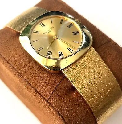 Vintage Rare Gents Patek Philippe Watch Solid 18K Gold Case & Bracelet 1970s • £658
