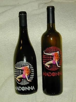 (2) Madonna  1 silver & 1 Red  wine Bottles Empty Confessions On A Dance Floor • $248.98