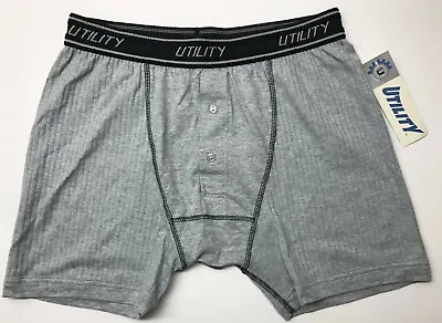 Vintage Men's 90s UTILITY Ribbed Gray Boxer Briefs Sz Med Button Front Bulge  • $9.99