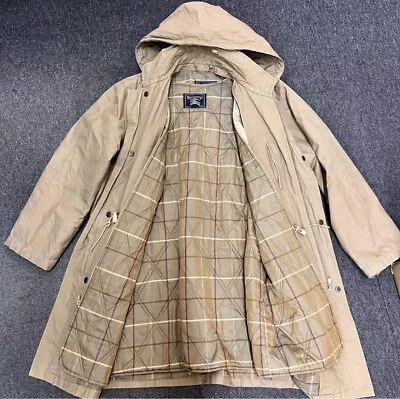 BURBERRYS Full Zip Jacket Blouson Beige Hooded Nova Check Liner Men Size L Used • $60