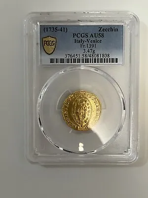 1735-41 Gold Coin Venice Italy  Ducat AU58 Zecchin Rare • $895