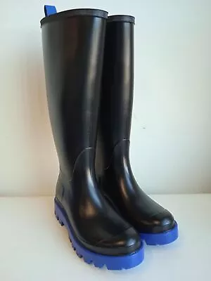 £107.36 • Buy GIA BORGHINI Ladies Black Giove Bis Knee High Rain Boots Size EU38 UK5 NEW