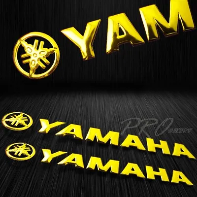 2x 8  X 1.25  3D Emblem Decal Logo+Letter Polished/Gloss Sticker For Yamaha Gold • $11.78