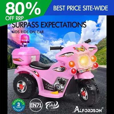 ALFORDSON Kids Ride On Car Police Motorcycle 6V Electric Toy 25W Motor MP3 Pink • $59.95