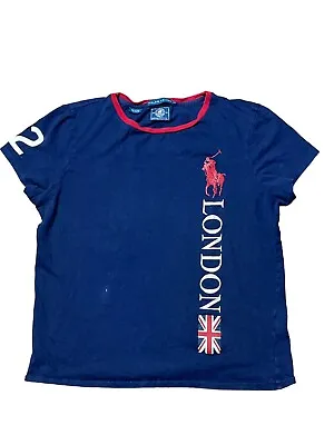 2012 Ralph Lauren Olympic Team London Navy Blue Short Sleeve Shirt L Big Pony • $13.59