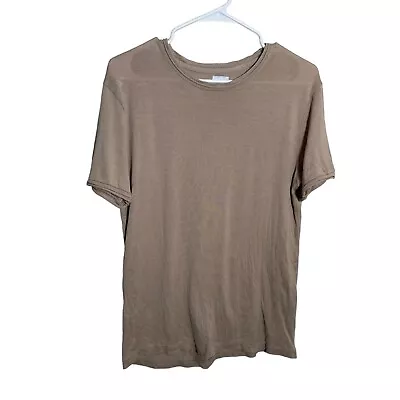 Zara T-Shirt Women's Medium Brown Round Neck Short Sleeve Shirt Beige Tee • $6.75