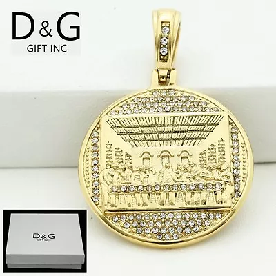 DG Men's Stainless SteelJesus Last Supper 30mm Pendant Gold Plated UnisexBOX • $15.99