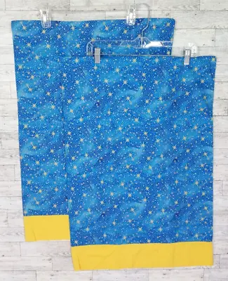 Vintage 90s Y2k Celestial Yellow Stars Sun Moon Space Pillowcase Set Pair Of 2 • $34.99