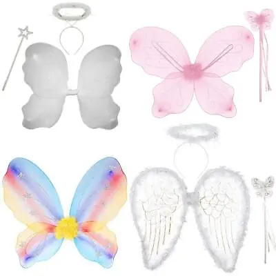 Fairy Angel Glitter Wings Christmas Fancy Dress Costume Nativity Adults Kids • £4.95