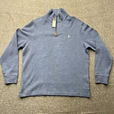 NWT XL Polo Ralph Lauren Men's 1/4 Zip French Rib Cotton Pullover Sweater $125 • $55