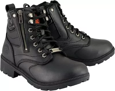 Milwaukee Leather Womens Side Zipper Plain Toe Waterproof Wide Boots Shoes -safc • $124.99
