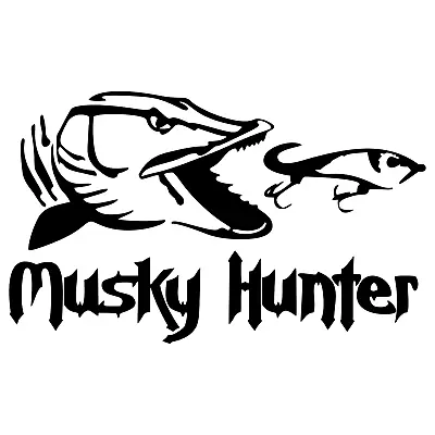 Musky Hunter Decal Tumbler Boat Truck Window Wall Fishing Stickers 22 Variations • $13.89