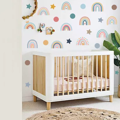 76X Rainbow Wall Stickers Decals Stars Dots Kids Bedroom Nursery Wall Decor • £2.99