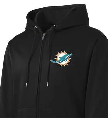 New Dolphins Sport-Tek Full Zip Jacket Black Hoodie Miami Hooded Sweatshirt • $54.99