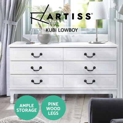 $230.80 • Buy Artiss Chest Of Drawers Dresser Table Lowboy Storage Cabinet White KUBI Bedroom